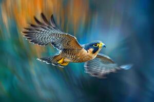 Bird Flying through the Air with Wings Spread Background photo