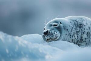 Seal Resting on Top of Snow Background photo