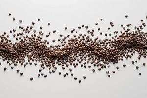 Coffee Beans Line White Surface Background photo