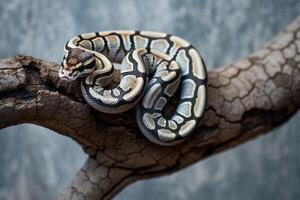 Ball Python Sitting on Branch Background photo