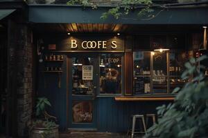a coffee shop with a sign that says b coffe background photo