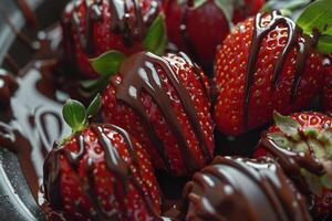 Chocolate Covered Strawberries in Bowl with Background photo