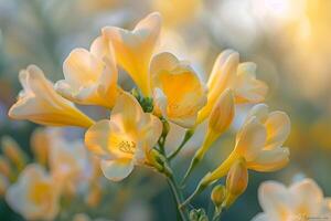 Yellow Flowers with Blurred Background and Bokeh photo
