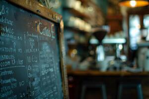 Blackboard with a Menu on It photo