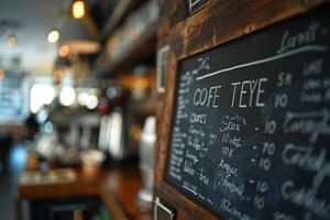 Chalkboard with a Menu on It photo