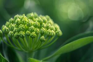 A  of a green plant with many flowers background photo