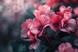 Pink Flowers in Field Background photo