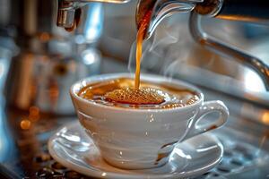 A Cup of Coffee Being Poured into a Cup Background photo