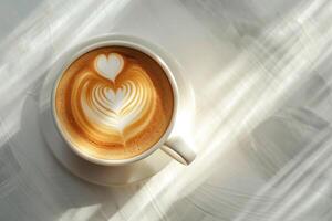 A Cup of Coffee with a Heart Shape in the Foam photo