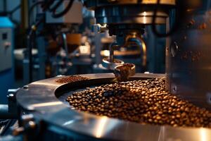 Coffee Beans Being Processed in a Machine with Background photo