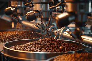 Coffee Beans Being Processed in a Factory with Background photo