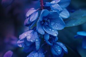 Blue Flowers with Water Droplets on Them Background photo