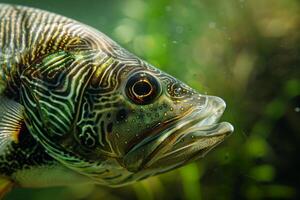 of a Fish with a Green and Black Pattern, Nature Background photo