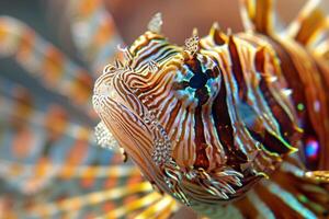 of a Lionfish with Its Eyes Open, Nature Background photo