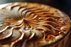 latte with swirl of caramel and chocolate background photo