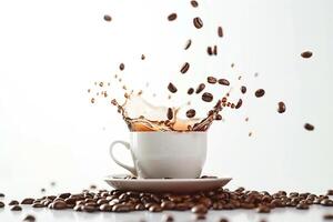Coffee Beans and Splash of Coffee Background photo