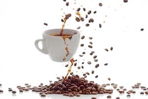 Coffee Beans Falling into Cup Background photo
