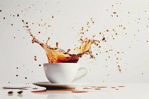 Cup of Coffee Splashing with Water Background photo