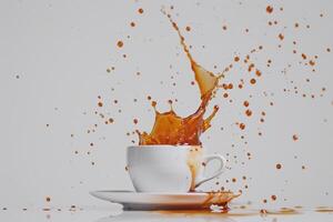 Cup of Coffee Splashed with Liquid Background photo