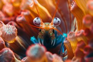 of a colorful insect with big eyes background photo