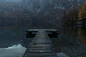 A Wooden Dock Extending into the Water Background photo
