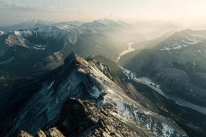A View of a Mountain Range from a Plane Background photo