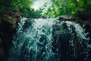 Waterfall in the forest background photo