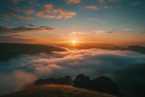 sunrise over the clouds in the uk background photo