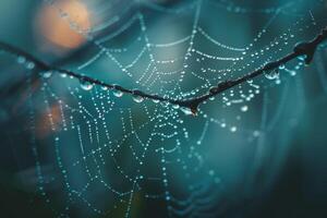 spider web with dew drops on it background photo