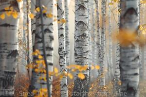 Birch trees in autumn background photo