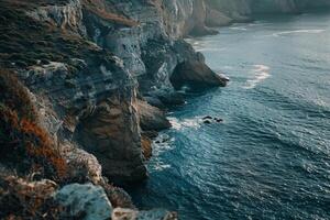 a view of the ocean from a cliff background photo