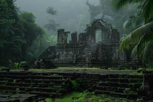 ruins in the jungle in Thailand background photo