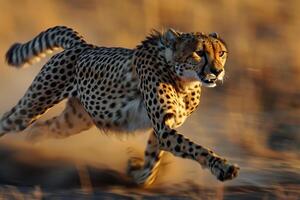 a cheetah running in the wild background photo