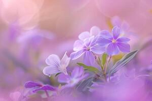 purple flowers are in a field with a blurred background photo