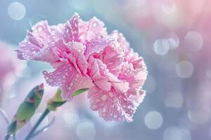 pink carnation with water droplets on it background photo