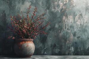 A vase with flowers sitting on a table background photo