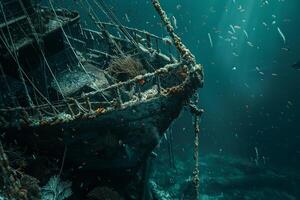 An Underwater View of a Ship in the Ocean Background photo