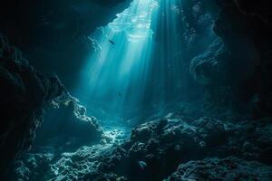 A Cave with Sunlight Shining Through It Background photo