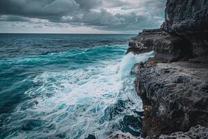 A View of the Ocean from a Cliff Background photo