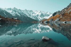 A Mountain Range Reflected in a Lake Background photo