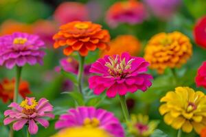 Colorful Flowers Shown in a Field with a Beautiful Background photo