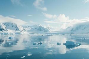 An Image of an Iceberg Floating in the Water in the Background photo