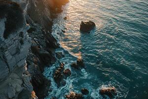 a view of the ocean from above background photo