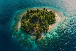 an aerial view of an island in the middle of the ocean background photo