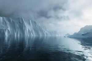icebergs in the ocean, 3D rendering background photo