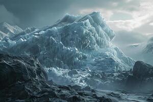 a large mountain with ice and snow background photo