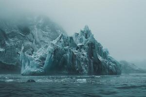 icebergs in the fog background photo
