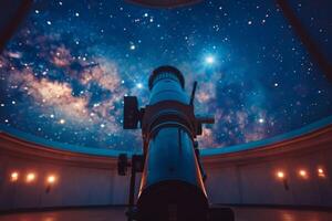 a telescope is seen in the center of a room background photo