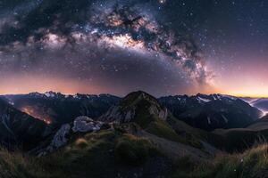 the Milky Way over the mountains background photo