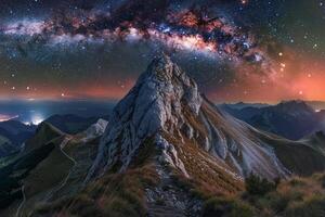 the Milky Way over a mountain range background photo